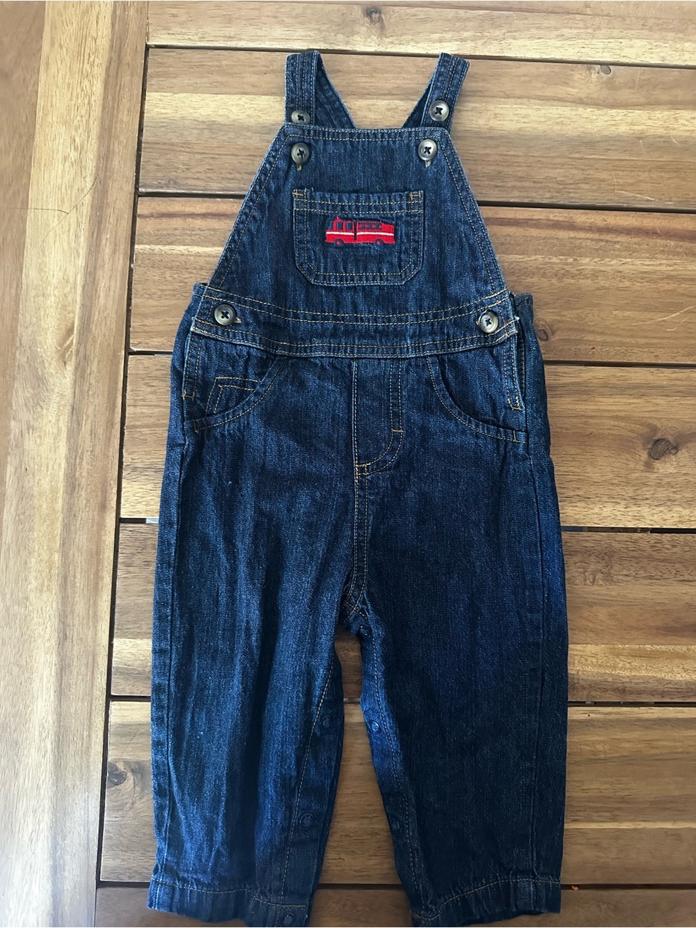 Firetruck blue jean overalls size 9m just you one by carters